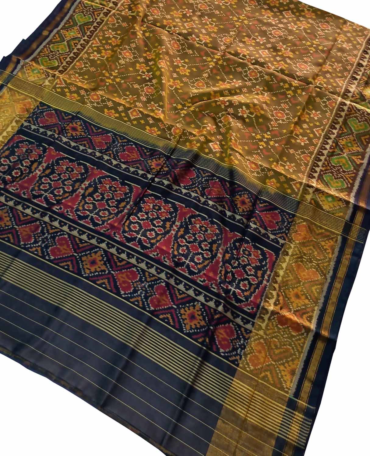 Exquisite Green Handloom Patola Single Ikat Pure Silk Saree - Luxurion World