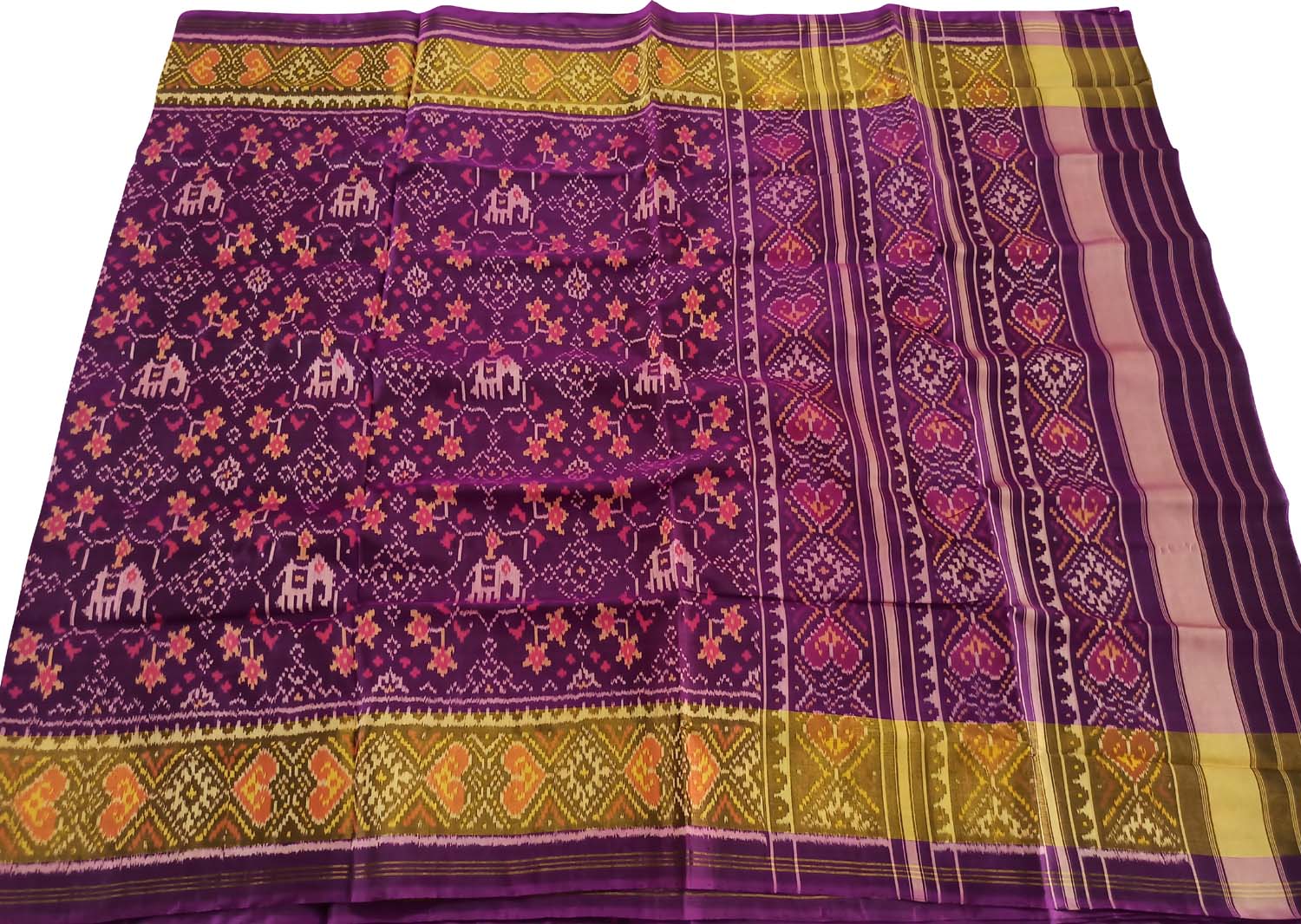 Exquisite Purple Handloom Patola Single Ikat Pure Silk Saree: A Timeless Elegance - Luxurion World