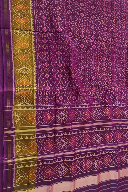 Exquisite Purple Handloom Patola Single Ikat Pure Silk Saree: A Timeless Masterpiece - Luxurion World
