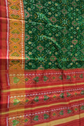 Handloom Patola Silk Saree: Green Single Ikat Design - Luxurion World
