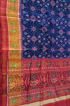 Blue Handloom Patola Silk Saree - Single Ikat Design - Luxurion World