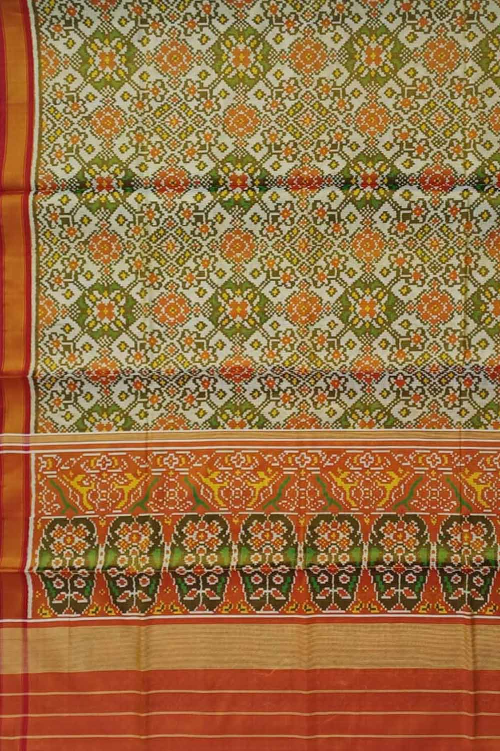 Stunning Multicolor Patola Handloom Tissue Silk Ikat Saree - Luxurion World