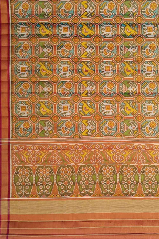 Vibrant Multicolor Patola Handloom Tissue Silk Ikat Saree
