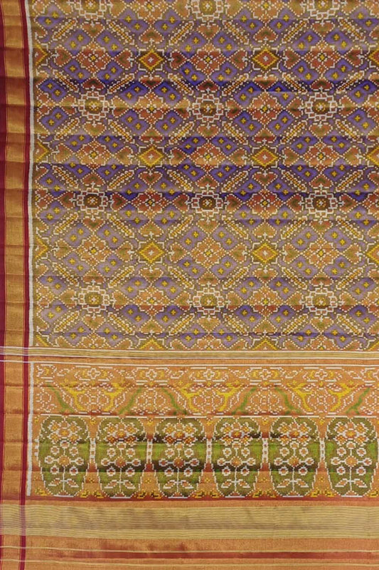 Vibrant Multicolor Patola Handloom Pure Tissue Silk Ikat Saree - Luxurion World