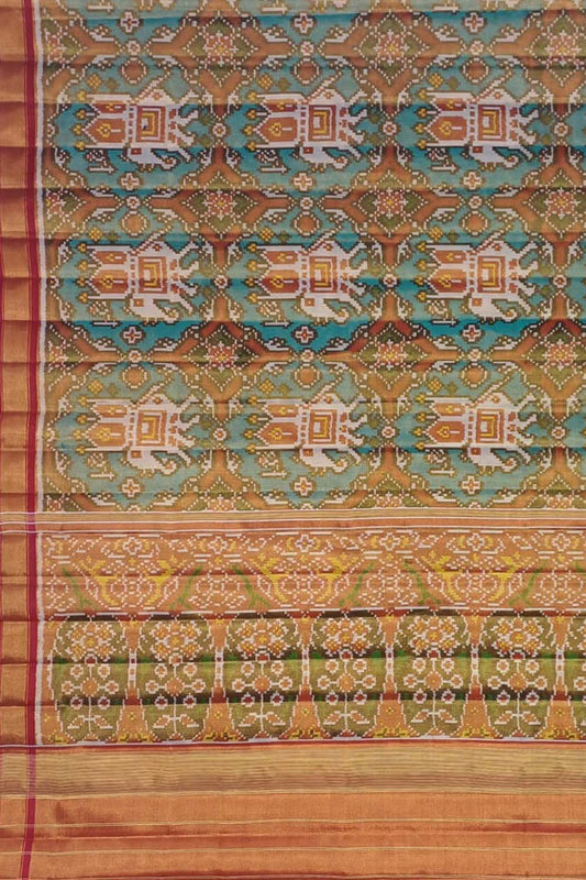 Vibrant Multicolor Patola Handloom Tissue Silk Ikat Saree