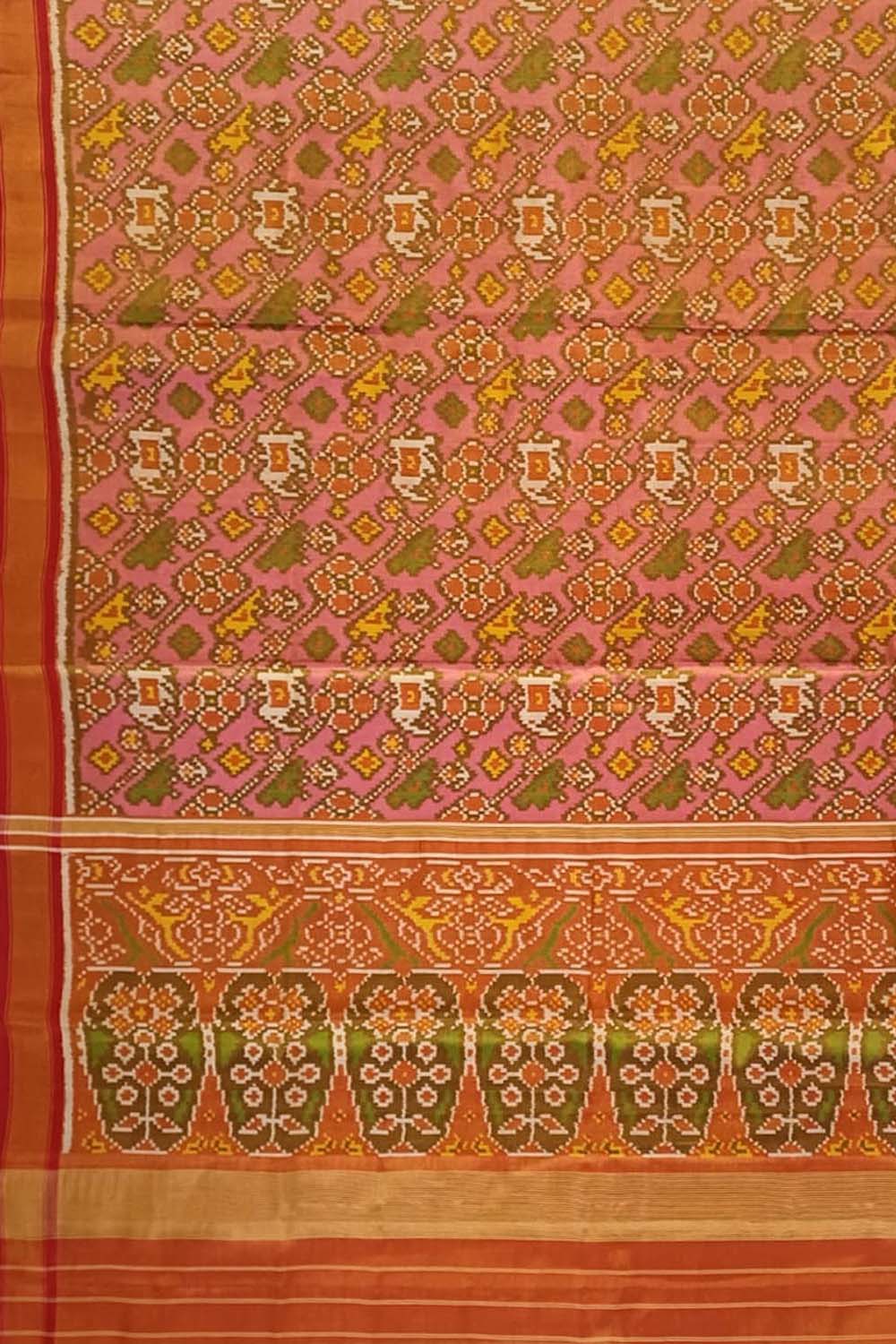 Vibrant Multicolor Patola Handloom Tissue Silk Ikat Saree - Luxurion World