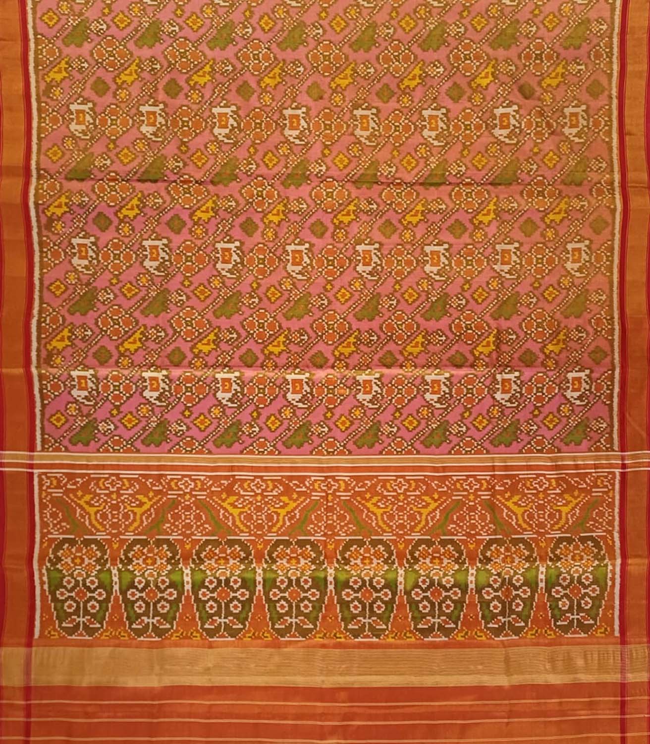 Vibrant Multicolor Patola Handloom Tissue Silk Ikat Saree - Luxurion World