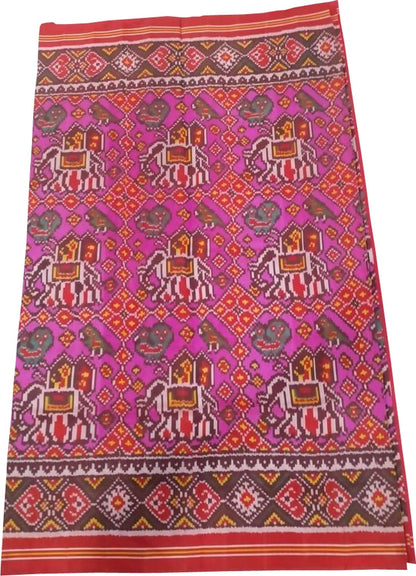 Pink Semi Patan Patola Handloom Silk Saree: Exquisite Elegance and Timeless Beauty - Luxurion World
