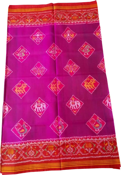 Pink Semi Patan Patola Handloom Pure Silk Saree: Exquisite Elegance for Every Occasion - Luxurion World
