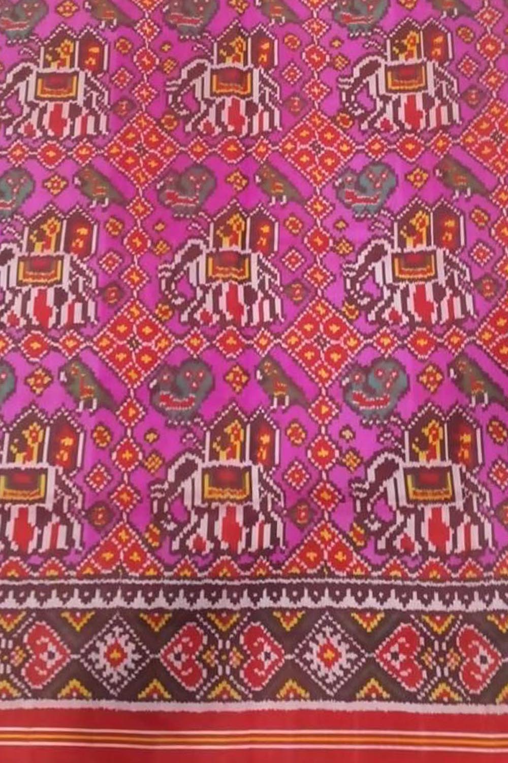 Pink Semi Patan Patola Handloom Pure Silk Saree: Exquisite Elegance in Every Thread - Luxurion World