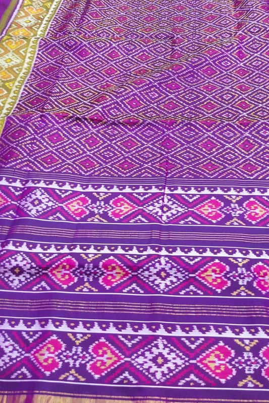 Purple Patola Handloom Pure Silk Rajkot Patola Saree - Luxurion World
