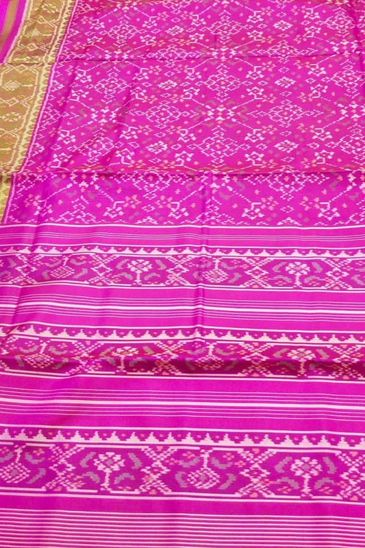Pink Patola Handloom Pure Silk Rajkot Patola Saree - Luxurion World