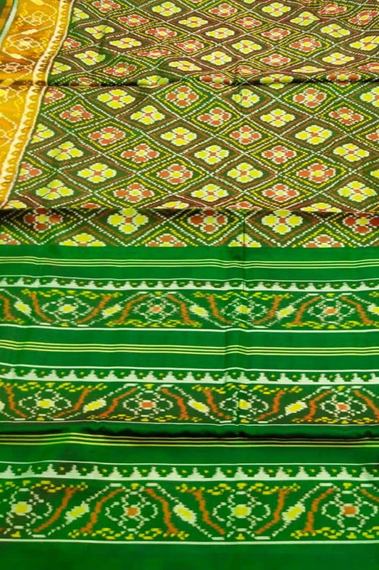 Green Patola Handloom Pure Silk Rajkot Patola Saree - Luxurion World