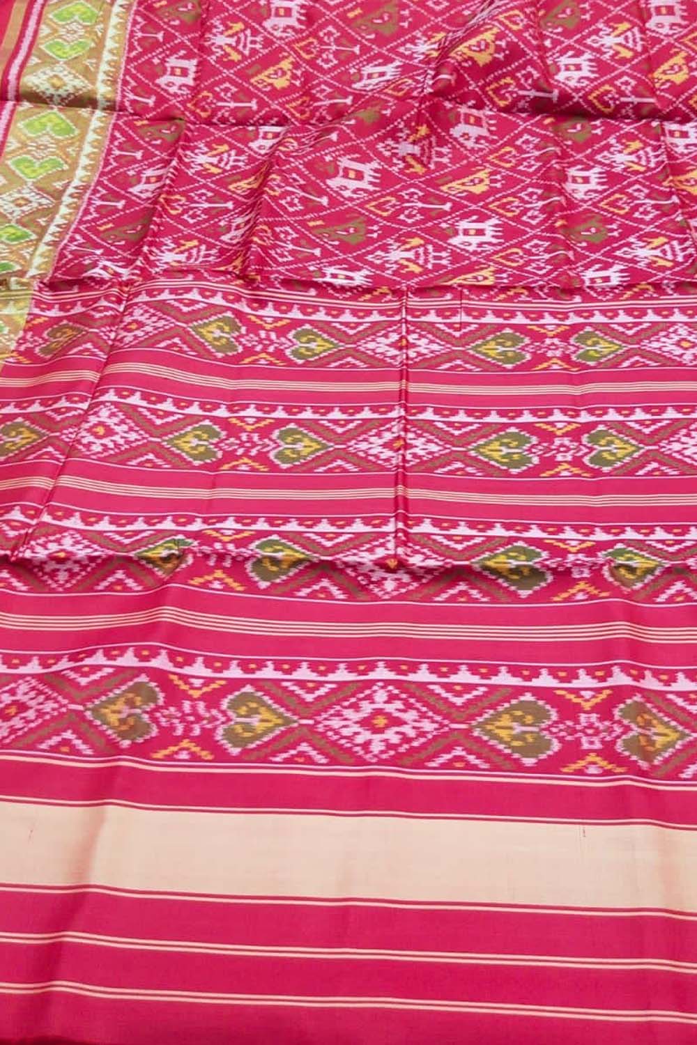 Pink Patola Handloom Pure Silk Rajkot Patola Saree - Luxurion World