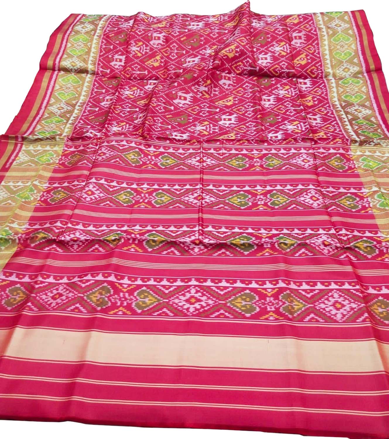 Pink Patola Handloom Pure Silk Rajkot Patola Saree - Luxurion World