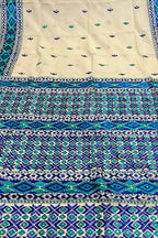 Pastel Hand Embroidered Phulkari Kota Silk Saree - Luxurion World