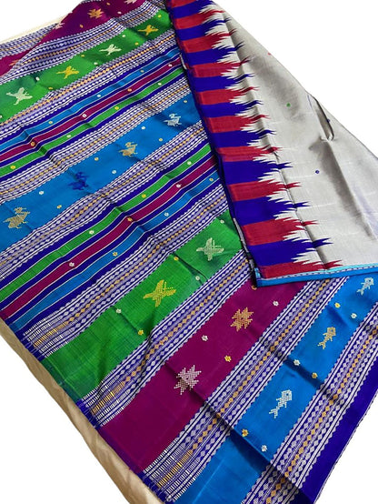 Grey Sambalpuri Handloom Pure Silk Saree - Luxurion World