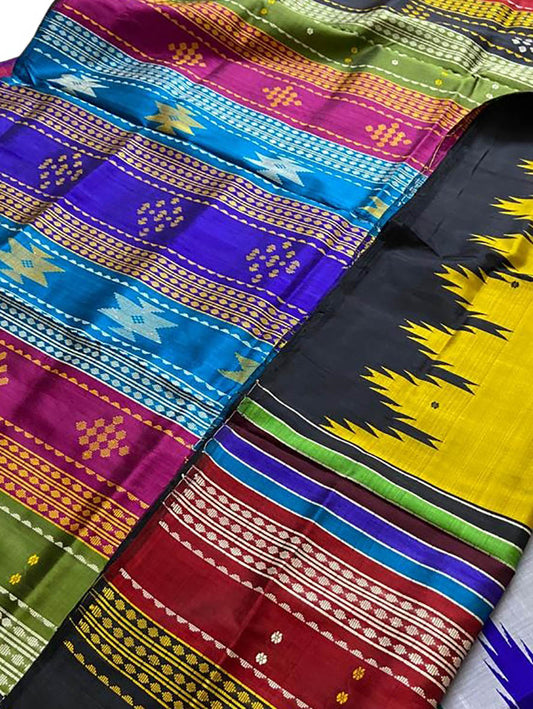 Multicolor Sambalpuri Handloom Pure Silk Saree - Luxurion World