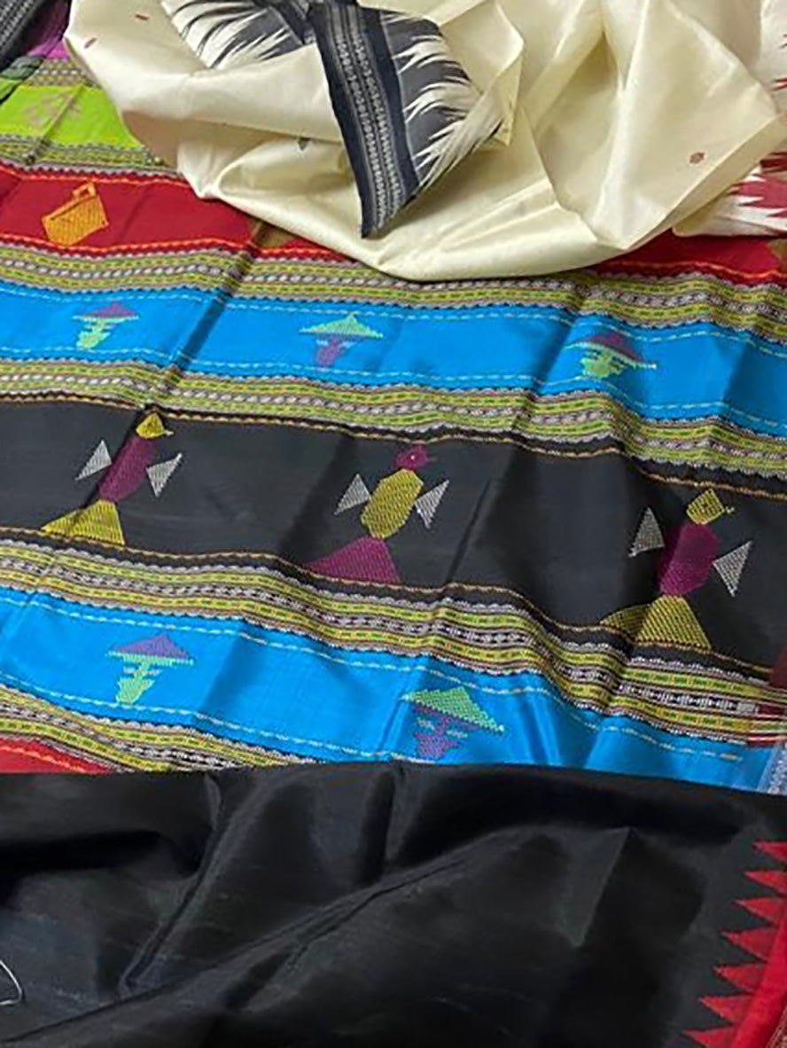 Multicolor Sambalpuri Handloom Pure Silk Saree - Luxurion World