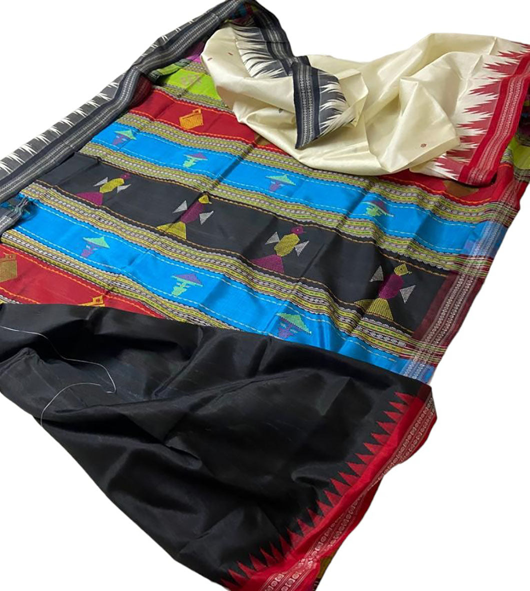 Multicolor Sambalpuri Handloom Pure Silk Saree - Luxurion World