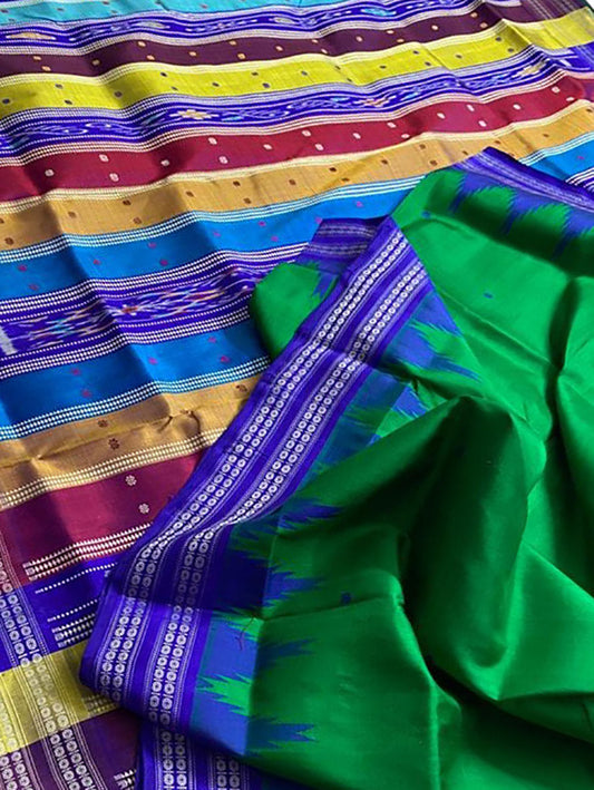 Multicolor Sambalpuri Handloom Pure Silk Saree - Luxurion World