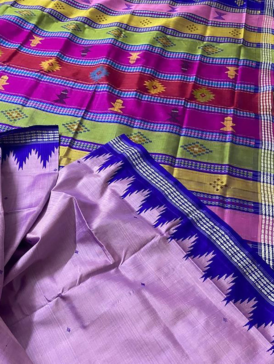 Purple Sambalpuri Handloom Pure Silk Saree - Luxurion World