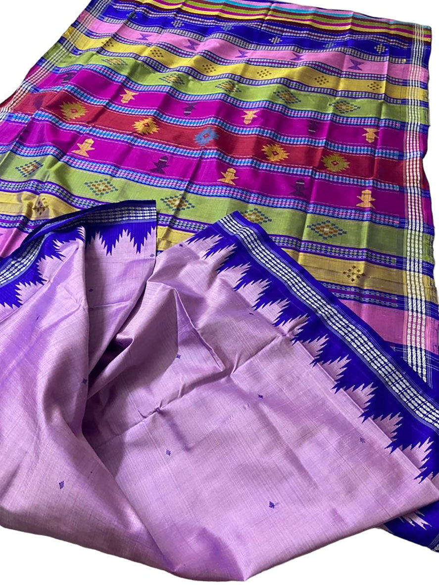 Purple Sambalpuri Handloom Pure Silk Saree - Luxurion World