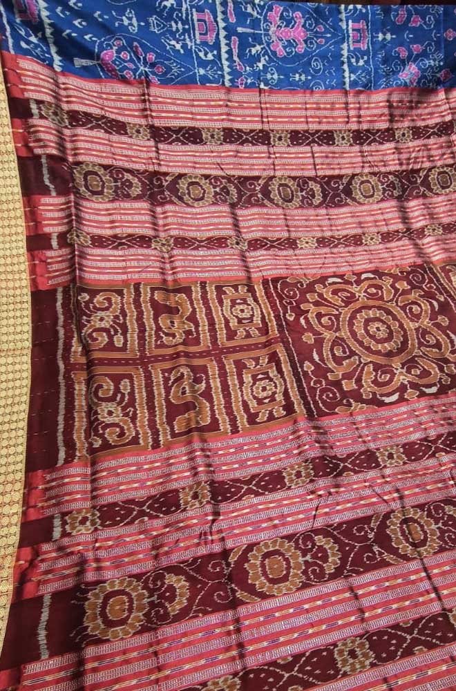 Blue Handloom Sambalpuri Silk Saree - Luxurion World