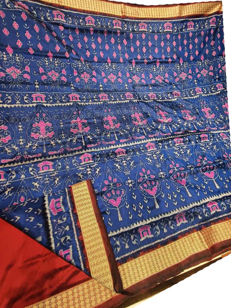 Blue Handloom Sambalpuri Silk Saree - Luxurion World