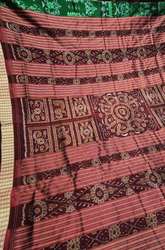Green Handloom Sambalpuri Silk Saree - Luxurion World