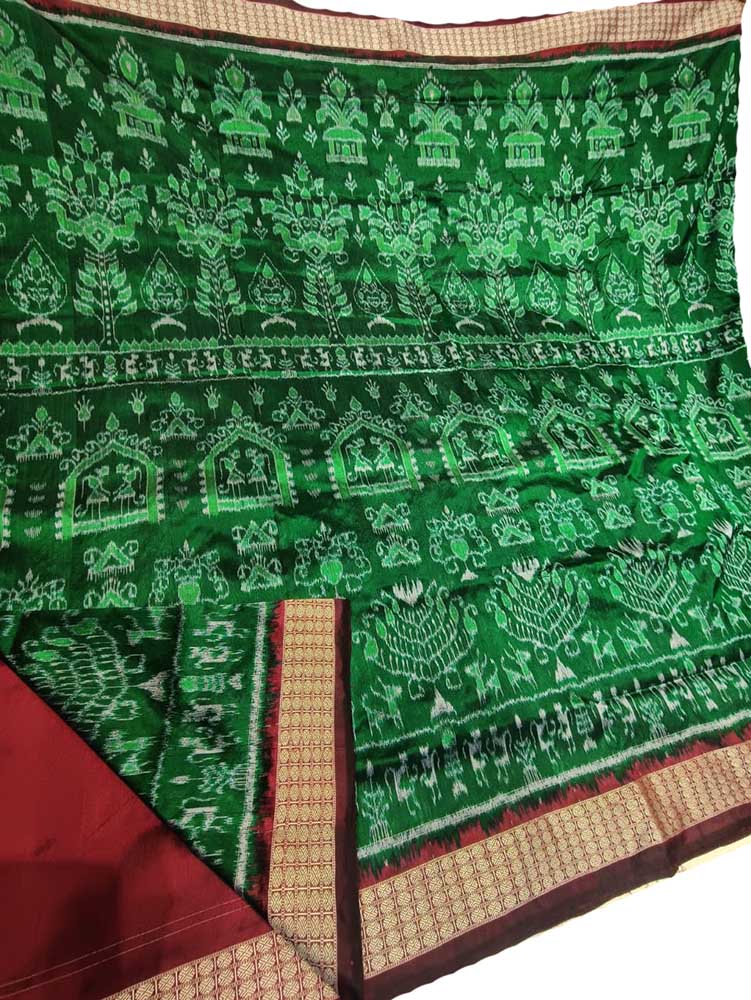 Green Handloom Sambalpuri Silk Saree Luxurionworld green-handloom-sambalpuri-silk-saree-luxurionworld