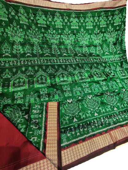 Green Handloom Sambalpuri Silk Saree - Luxurion World