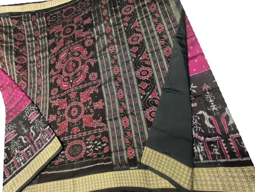 Pink Handloom Sambalpuri Silk Saree - Luxurion World