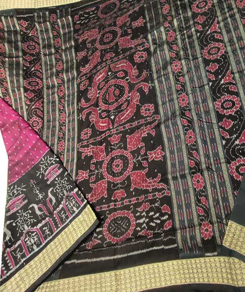 Pink Handloom Sambalpuri Silk Saree - Luxurion World