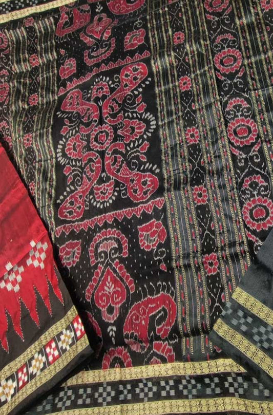 Red Handloom Sambalpuri Silk Saree