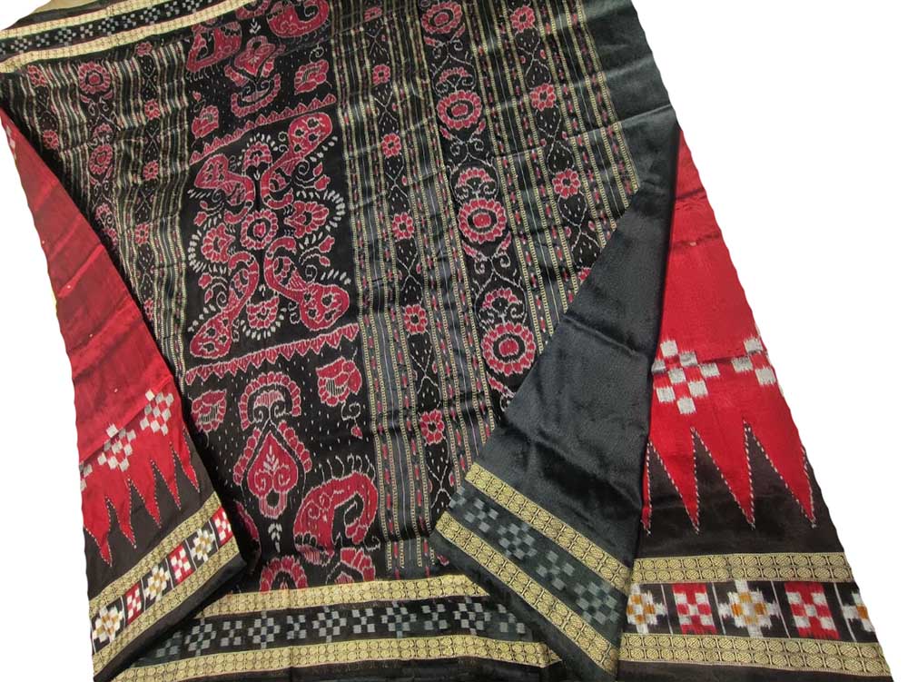 Red Handloom Sambalpuri Silk Saree - Luxurion World