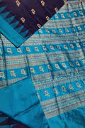 Stunning Blue Handloom Ikat Silk Saree - Sambalpuri Craftsmanship - Luxurion World