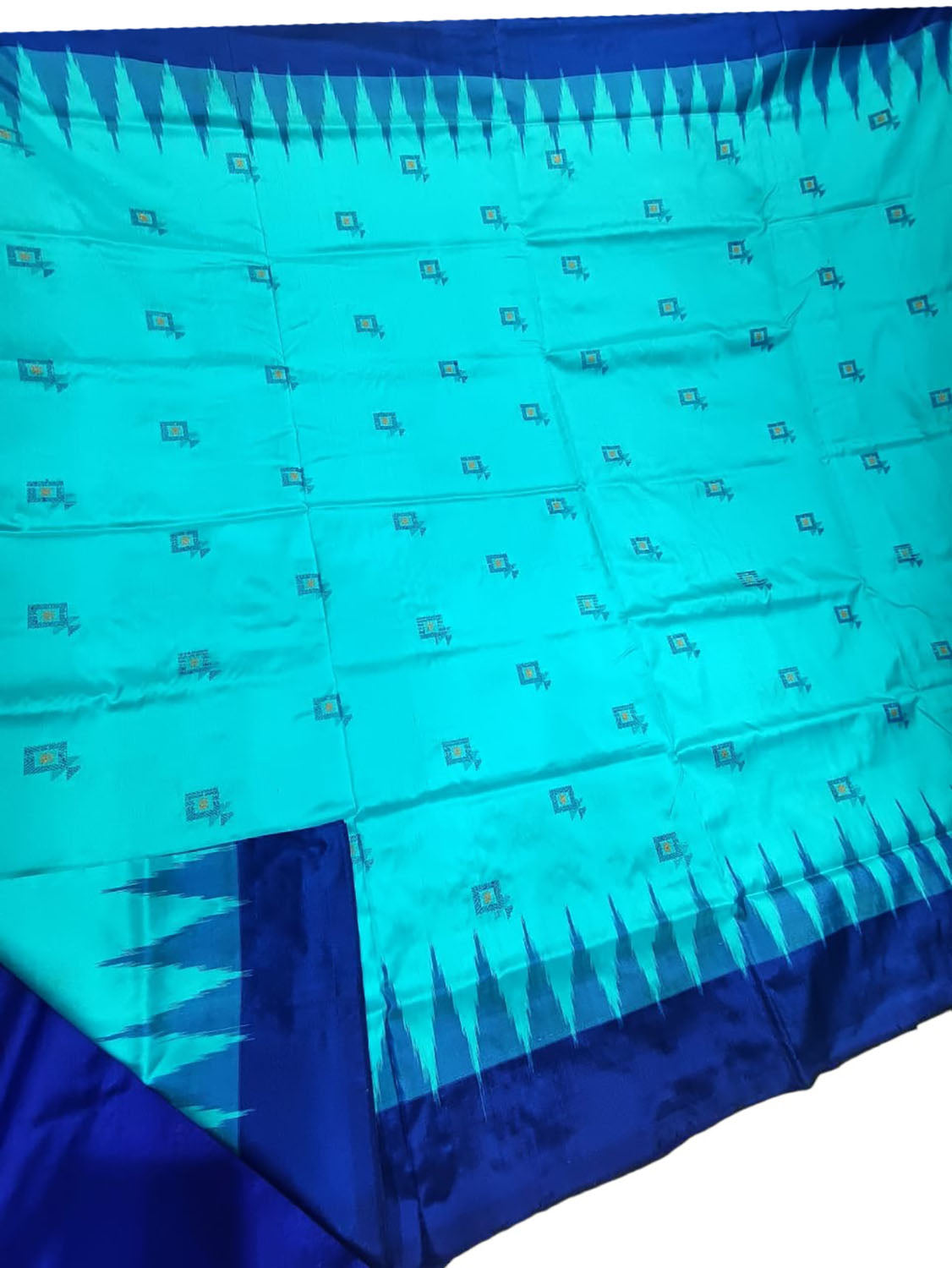 Stunning Blue Handloom Ikat Silk Saree - Authentic Sambalpuri Design