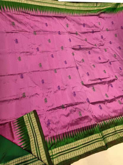 Stunning Pink Handloom Ikat Silk Saree - Authentic Sambalpuri Craftsmanship