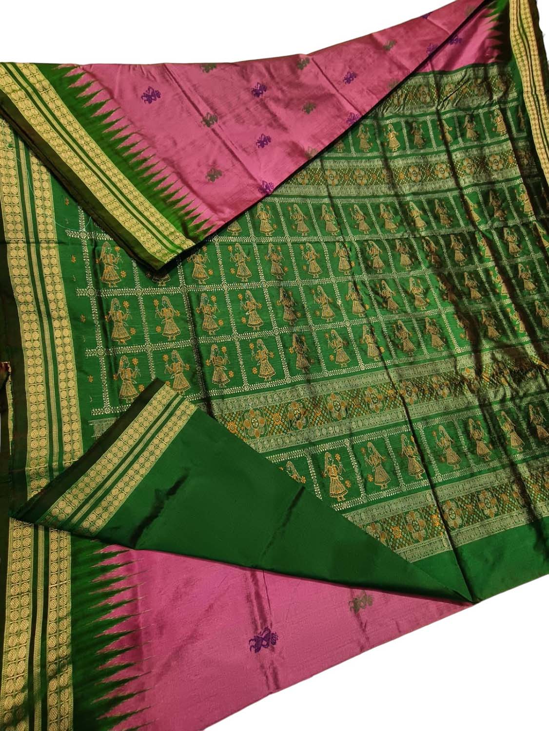 Stunning Pink Handloom Ikat Silk Saree - Authentic Sambalpuri Craftsmanship - Luxurion World