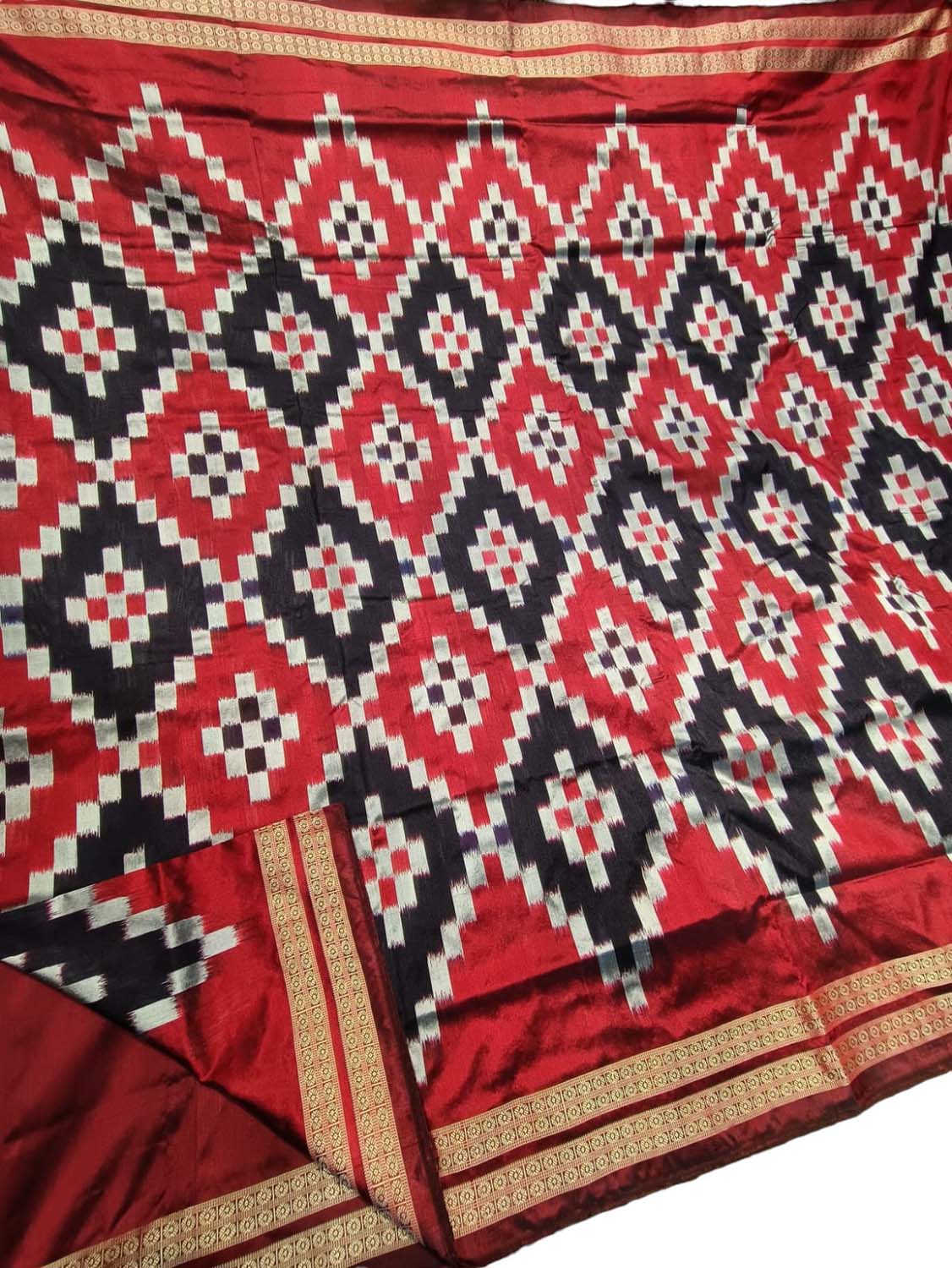 Stunning Multicolor Handloom Ikat Silk Saree - Sambalpuri Pure Elegance - Luxurion World