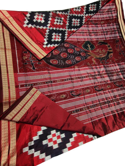 Stunning Multicolor Handloom Ikat Silk Saree - Sambalpuri Pure Elegance - Luxurion World