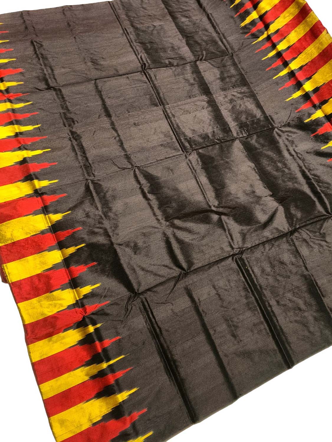 Stunning Black Handloom Ikat Silk Saree from Sambalpur - Luxurion World