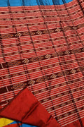 Stunning Blue Handloom Ikat Silk Saree - Authentic Sambalpuri Design - Luxurion World