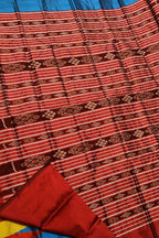 Stunning Blue Handloom Ikat Silk Saree - Authentic Sambalpuri Design - Luxurion World