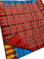 Stunning Blue Handloom Ikat Silk Saree - Authentic Sambalpuri Design - Luxurion World