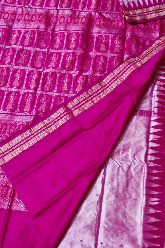 Pure Silk Sambalpuri Handloom Ikat Saree in Pink: A Timeless Classic - Luxurion World