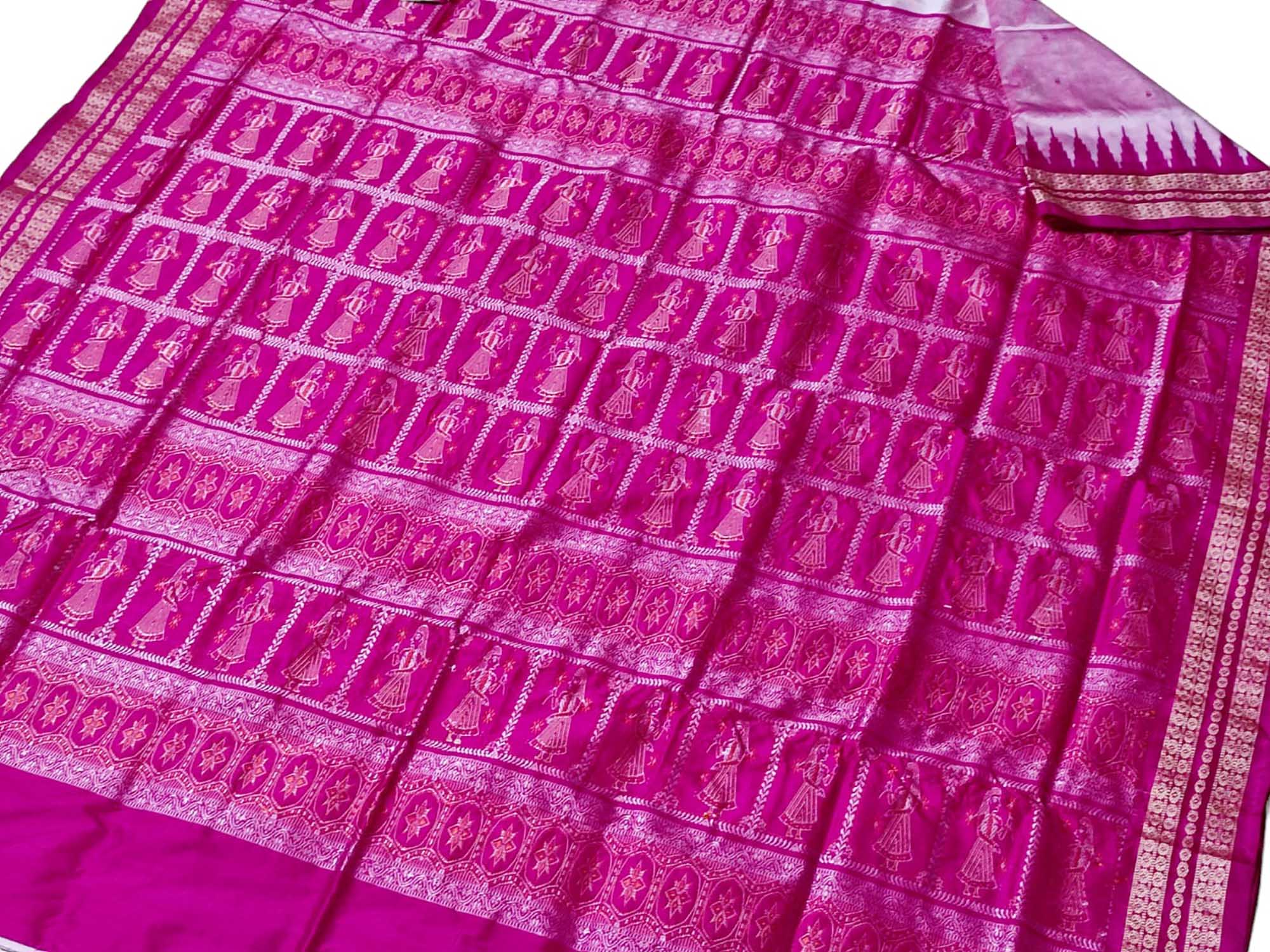 Pure Silk Sambalpuri Handloom Ikat Saree in Pink: A Timeless Classic - Luxurion World