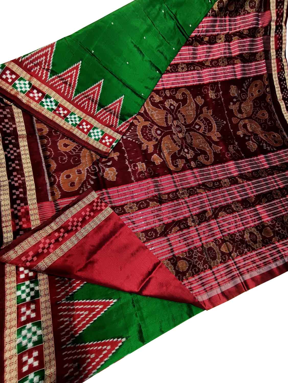 Exquisite Green Handloom Sambalpuri Silk Saree: A Timeless Elegance - Luxurion World