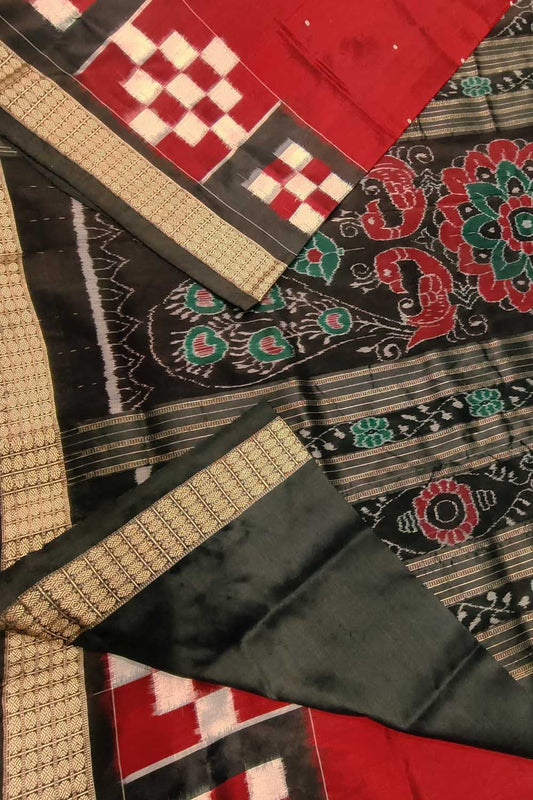 Exquisite Red Sambalpuri Ikat Handloom Silk Saree: A Timeless Elegance - Luxurion World